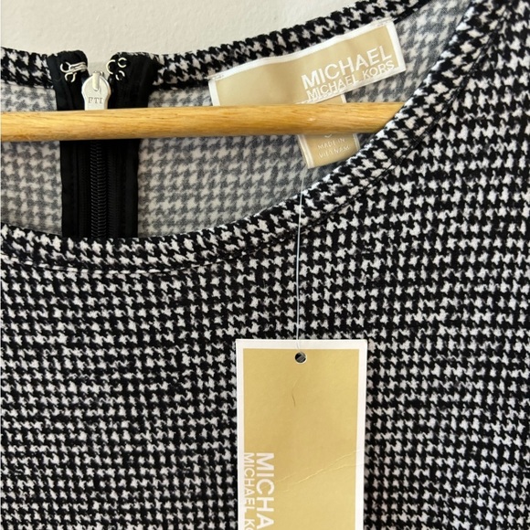 NWT Michael Michael Kors Houndstooth Pleated Hem Dress - Picture 6 of 8